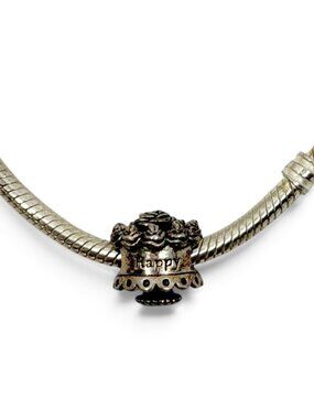 Pandora sterling silver happy birthday cake charm bracelet - GM1076